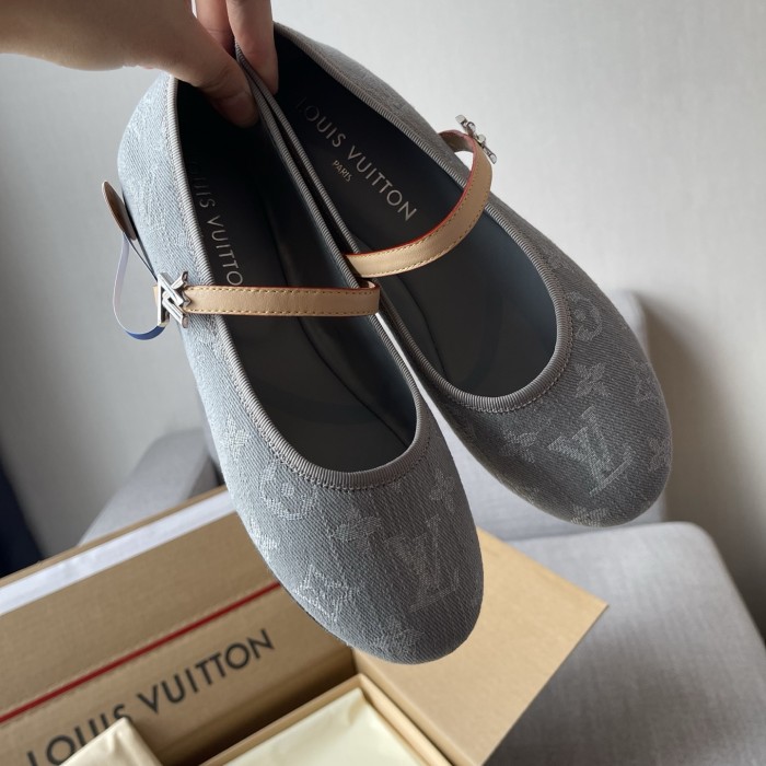 NIGO Louis Vuitton x TM ROMY Women's Spring/fall Fashion Classic Round Toe Slip On Logo Print Flat Mary Jane Ballet Flats  Shoes #nigo79212