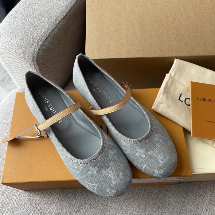 NIGO Louis Vuitton x TM ROMY Women's Spring/fall Fashion Classic Round Toe Slip On Logo Print Flat Mary Jane Ballet Flats  Shoes #nigo79212