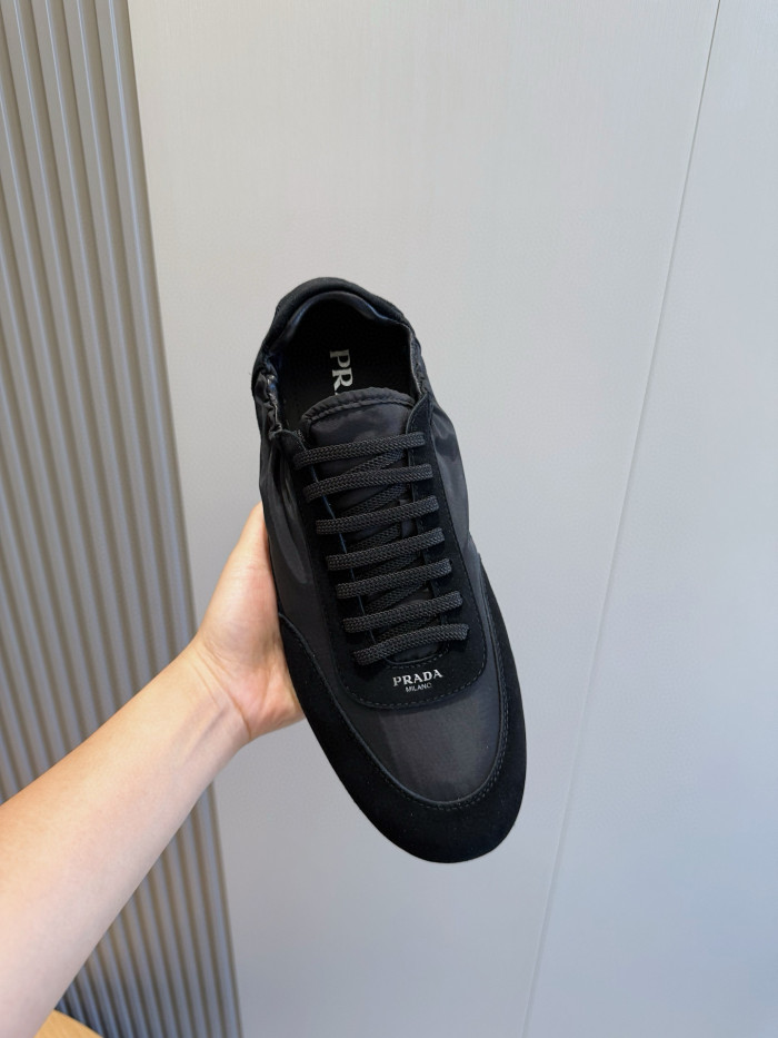 NIGO Prada Men's And Women's Spring/fall Fashion Classic Round Toe Lace Up Solid Color Leather Low Top Flat Sneakers Shoes #nigo79215