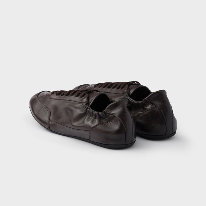 NIGO Prada Men's And Women's Spring/fall Fashion Classic Round Toe Lace Up Solid Color Leather Low Top Flat Sneakers Shoes #nigo79215