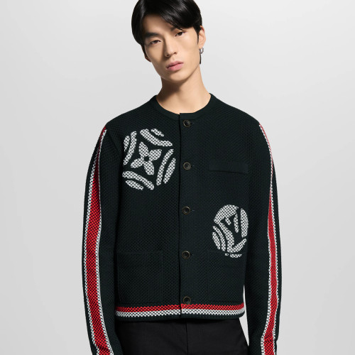 NIGO Louis Vuitton Men's x Nigo Spring/Fall/Winter Embroidered Knit Cotton Crew Neck Single- Breasted Cardigan Jacket #nigo81596