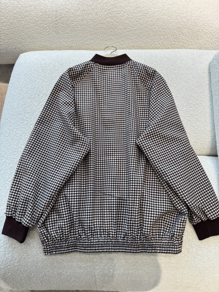 NIGO MiuMiu Women's Single-Breasted Checkered Round-Neck Solid-Color Spring/Fall Long-Sleeve Jacket #nigo81591