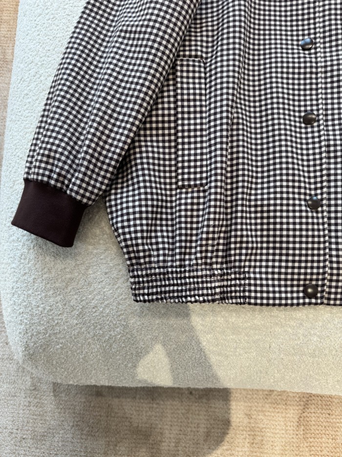 NIGO MiuMiu Women's Single-Breasted Checkered Round-Neck Solid-Color Spring/Fall Long-Sleeve Jacket #nigo81591