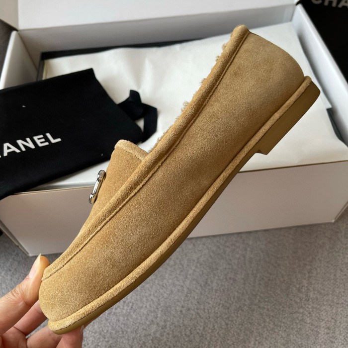 NIGO Chanel Women's Fall/Winter Logo Suede Solid-Color Round-Toe Low-Top Loafers Casual Flats Shoes #nigo81589
