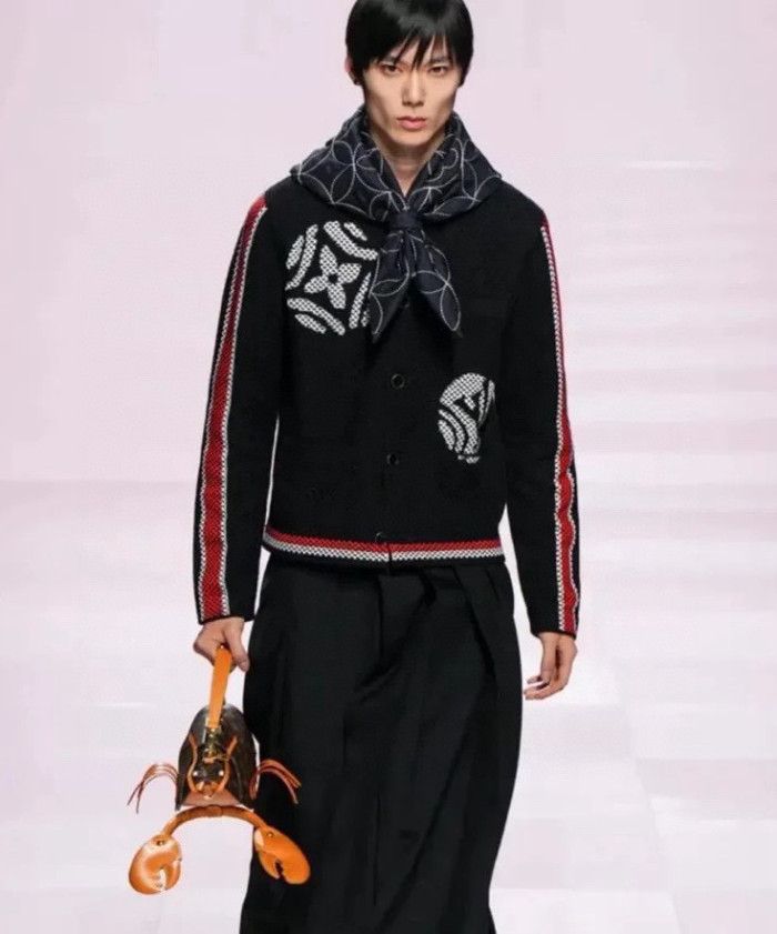 NIGO Louis Vuitton Men's x Nigo Spring/Fall/Winter Embroidered Knit Cotton Crew Neck Single- Breasted Cardigan Jacket #nigo81596