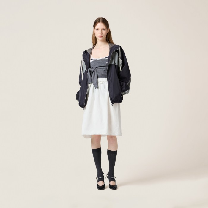 NIGO MiuMiu Women's Spring/Summer Striped Color-Block Logo Zipper Hooded Oversized Short Jacket #nigo81594