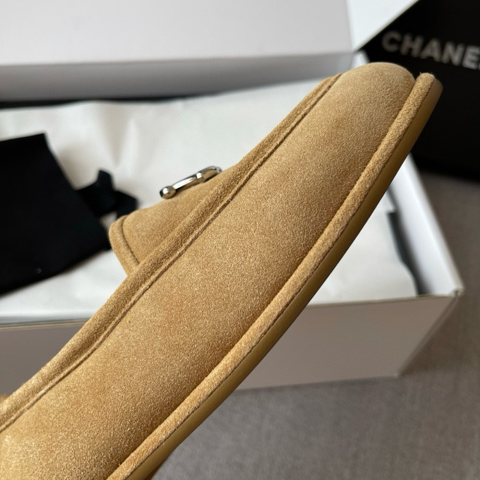 NIGO Chanel Women's Fall/Winter Logo Suede Solid-Color Round-Toe Low-Top Loafers Casual Flats Shoes #nigo81589