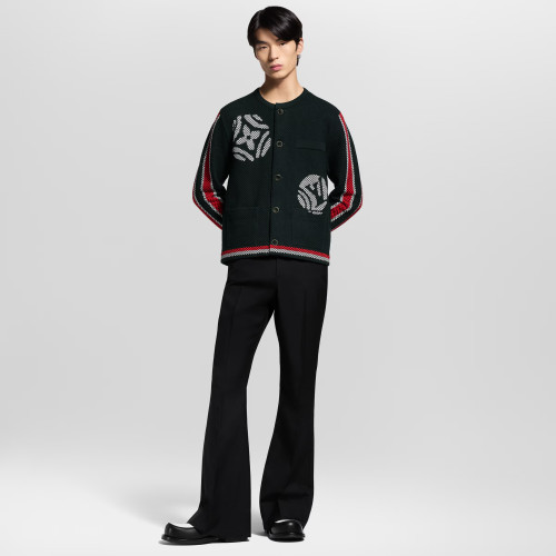 NIGO Louis Vuitton Men's x Nigo Spring/Fall/Winter Embroidered Knit Cotton Crew Neck Single- Breasted Cardigan Jacket #nigo81596