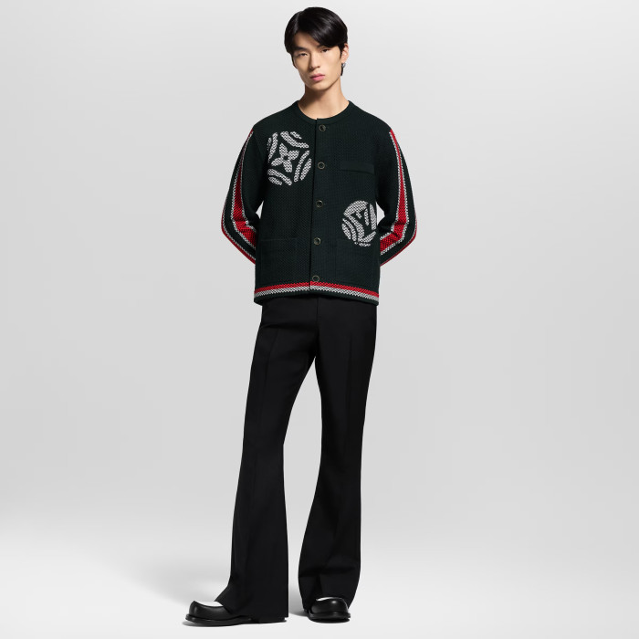NIGO Louis Vuitton Men's x Nigo Spring/Fall/Winter Embroidered Knit Cotton Crew Neck Single- Breasted Cardigan Jacket #nigo81596