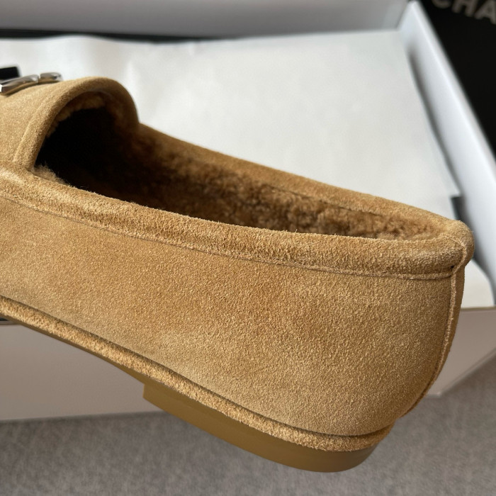 NIGO Chanel Women's Fall/Winter Logo Suede Solid-Color Round-Toe Low-Top Loafers Casual Flats Shoes #nigo81589