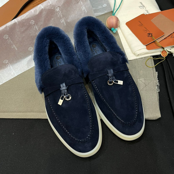 NIGO Loro Piana Women's Summer Charms Walk Moccasin Shoes Spring/Summer/Fall Solid-Color Beaver Fur Round-Toe Loafers Casual Shoes #nigo81598