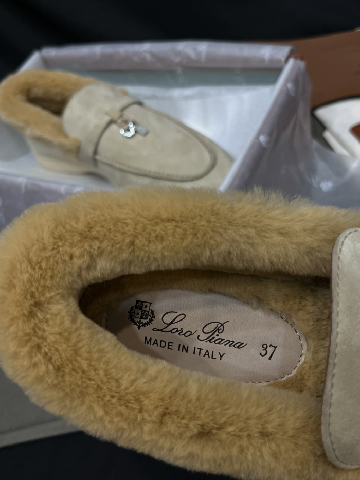 NIGO Loro Piana Women's Summer Charms Walk Moccasin Shoes Spring/Summer/Fall Solid-Color Beaver Fur Round-Toe Loafers Casual Shoes #nigo81598