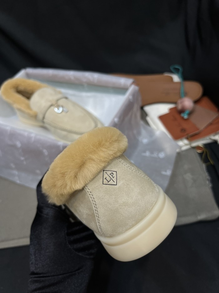 NIGO Loro Piana Women's Summer Charms Walk Moccasin Shoes Spring/Summer/Fall Solid-Color Beaver Fur Round-Toe Loafers Casual Shoes #nigo81598