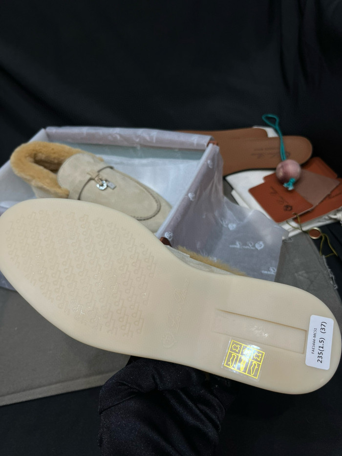 NIGO Loro Piana Women's Summer Charms Walk Moccasin Shoes Spring/Summer/Fall Solid-Color Beaver Fur Round-Toe Loafers Casual Shoes #nigo81598