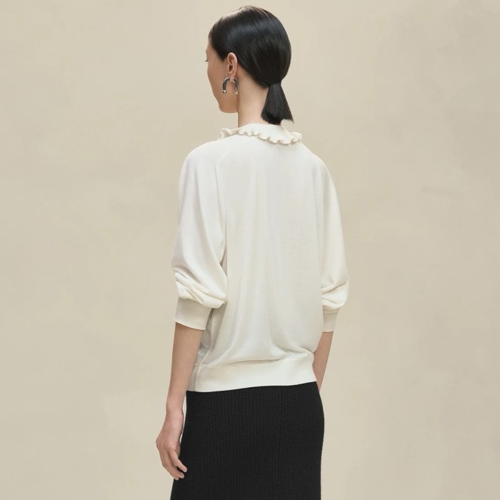 NIGO Hermes Women's Spring/Fall High-Street Printed Silk Patchwork Crew Neck Long Sleeve Solid Color Oversized Knit Sweater Ngvp #nigo2546