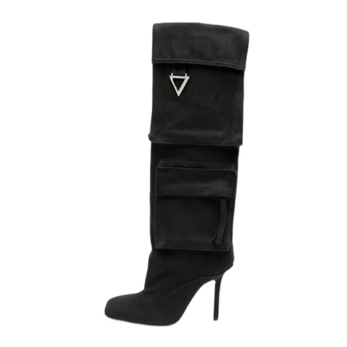 NIGO The Attico Women's Denim Pocket Boots Fall/Winter Solid-Color High-Heel Knee-High Boots Casual Shoes #nigo81719