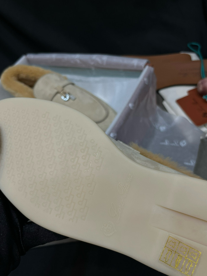 NIGO Loro Piana Women's Summer Charms Walk Moccasin Shoes Spring/Summer/Fall Solid-Color Beaver Fur Round-Toe Loafers Casual Shoes #nigo81598