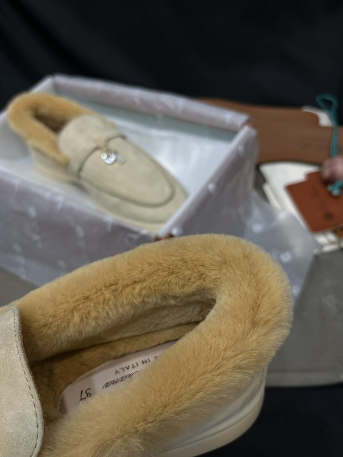 NIGO Loro Piana Women's Summer Charms Walk Moccasin Shoes Spring/Summer/Fall Solid-Color Beaver Fur Round-Toe Loafers Casual Shoes #nigo81598