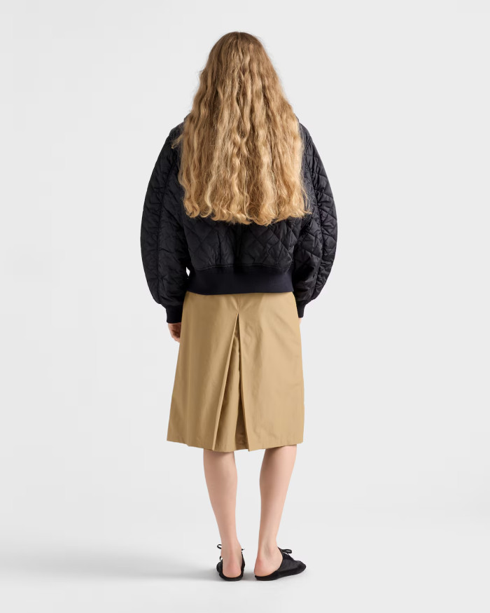 NIGO Prada Women's Lightweight Quilted Re-Nylon Jacket Logo Print Zipper Long Sleeve Solid Color Hooded Jacket #nigo81724