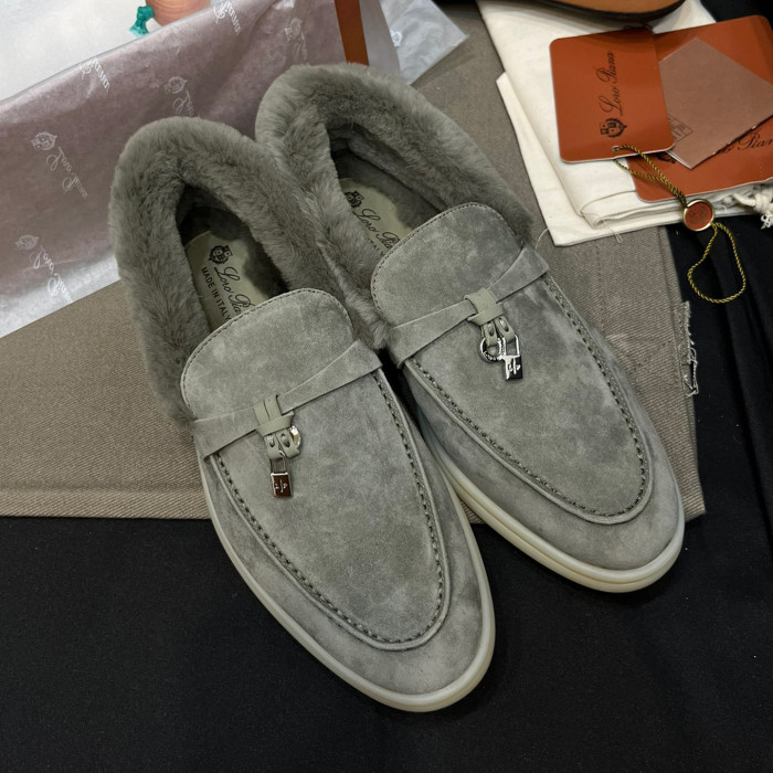 NIGO Loro Piana Women's Summer Charms Walk Moccasin Shoes Spring/Summer/Fall Solid-Color Beaver Fur Round-Toe Loafers Casual Shoes #nigo81598