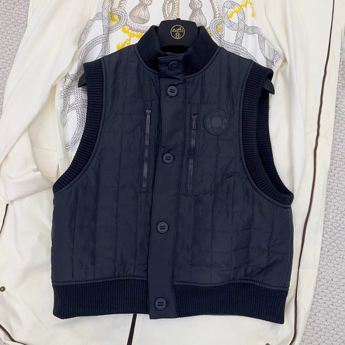 NIGO Hermes Women's Fall/Winter Stand Collar Plaid Solid-Color Cotton-Blend Sleeveless Pilot Jacket Vest Ngvp #nigo2547