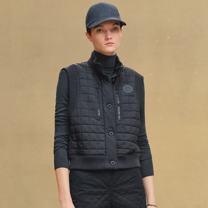 NIGO Hermes Women's Fall/Winter Stand Collar Plaid Solid-Color Cotton-Blend Sleeveless Pilot Jacket Vest Ngvp #nigo2547