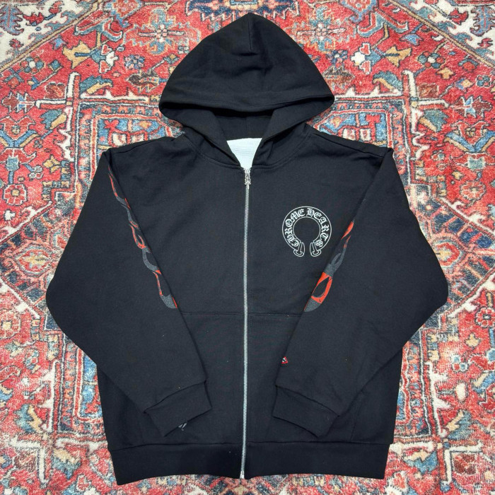 NIGO Chrome Hearts Men's & Women's Spring/Fall Letter Print Zipper-Front Warm Solid-Color Long-Sleeve Hooded Sweatshirt Jacket #nigo81736