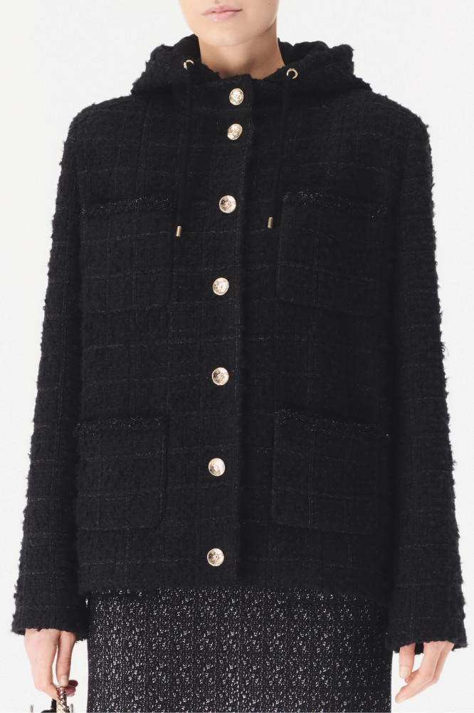NIGO Chanel Women's Fall/Winter Tweed Single-Breasted Vintage Solid-Color Long-Sleeve Hooded Jacket Ngvp #nigo2549