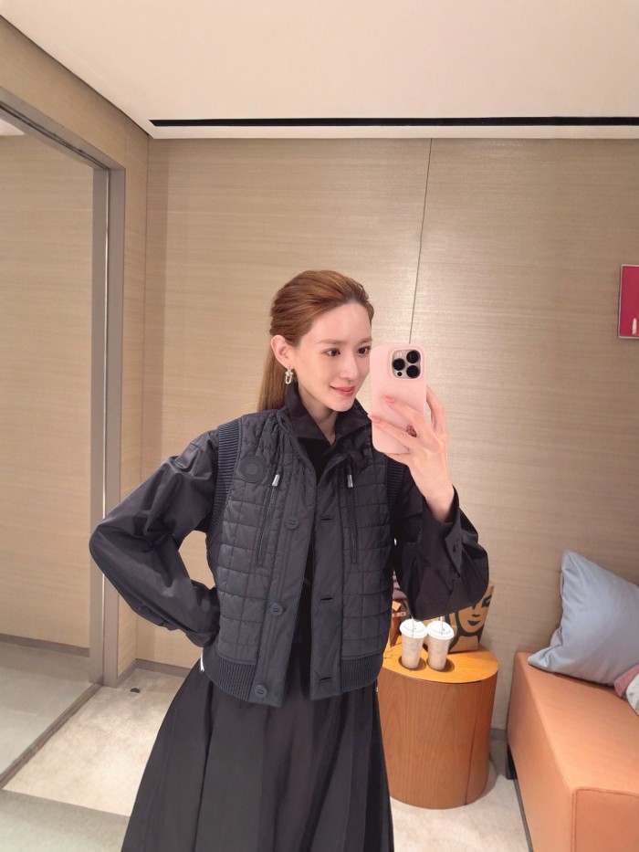 NIGO Hermes Women's Fall/Winter Stand Collar Plaid Solid-Color Cotton-Blend Sleeveless Pilot Jacket Vest Ngvp #nigo2547