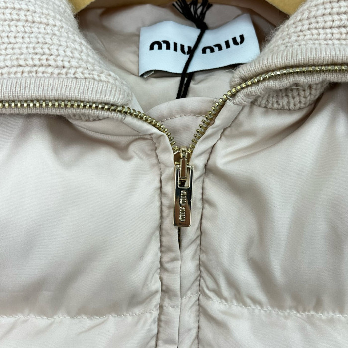 NIGO MiuMiu Women's Fall/Winter Logo-Printed Collar Zipper Goose Down Solid-Color Long-Sleeve Puffer Down Jacket #nigo81739