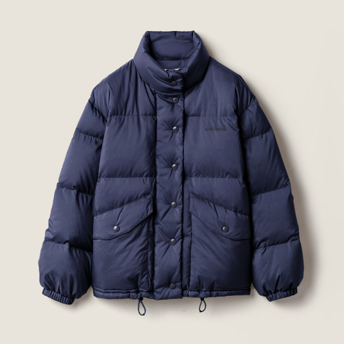 NIGO MiuMiu Women's Logo-Print Stand Collar Goose Down Jacket Autumn/Winter Solid Color Long Sleeve Jacket #nigo81741
