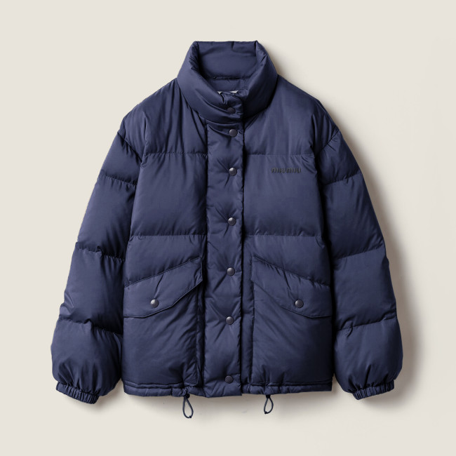 NIGO MiuMiu Women's Logo-Print Stand Collar Goose Down Jacket Autumn/Winter Solid Color Long Sleeve Jacket #nigo81741