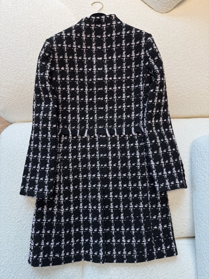 NIGO Chanel Women's Fall/Winter Checkered Stand Collar Wool Blend Button-Up Multi-Color Long Coat Jacket Ngvp #nigo2559