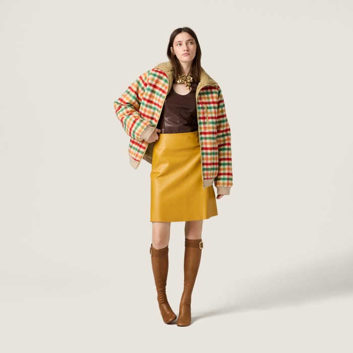 NIGO MiuMiu Women's Autumn And Winter Fleece Lined Plaid Color Blocked Zipper Lapel Long Sleeved Jacket  #nigo81742