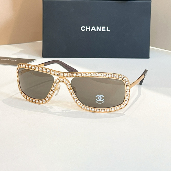 NIGO Chanel Men's and Women's Gemstone-Embellished Rectangular Sunglasses Full-Frame Sunglasses with Solid Color Frames Casual and Fashionable Eyewear Accessories #nigo81744