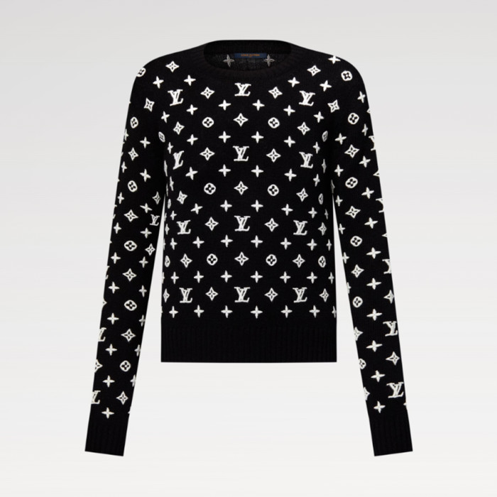 NIGO Louis Vuitton Women's 3D Monogram Knit Pullover Spring/Fall/Winter Solid Color Crew Neck Cashmere Long Sleeve Sweater #nigo81749
