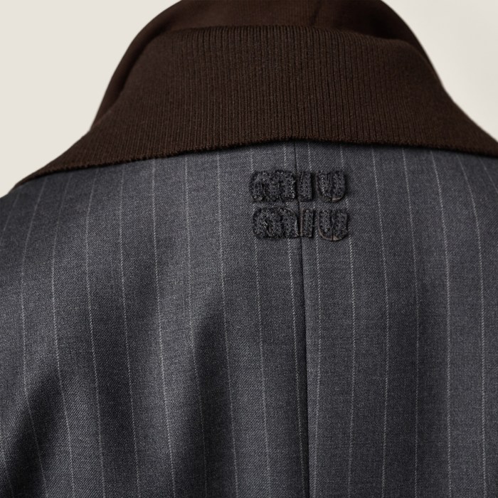 NIGO MiuMiu Women's Fall/Winter Single-Breasted Lapel Striped Solid-Color Wool Blend Long-Sleeve Blazer Jacket #nigo81747