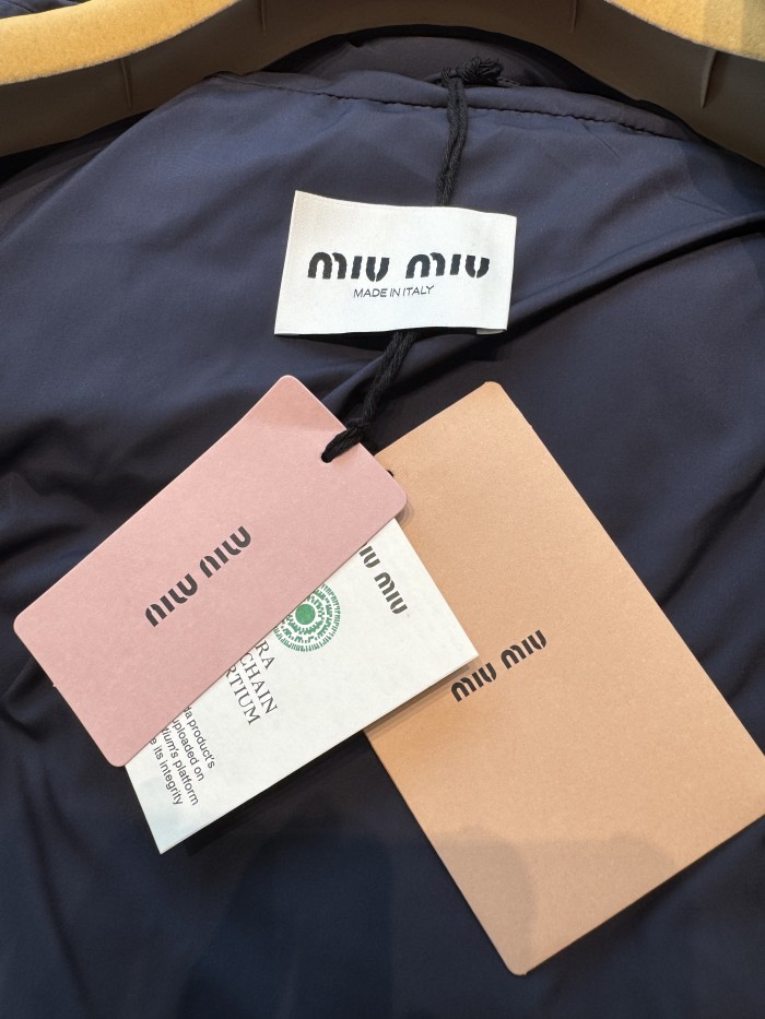 NIGO MiuMiu Women's Logo-Print Stand Collar Goose Down Jacket Autumn/Winter Solid Color Long Sleeve Jacket #nigo81741