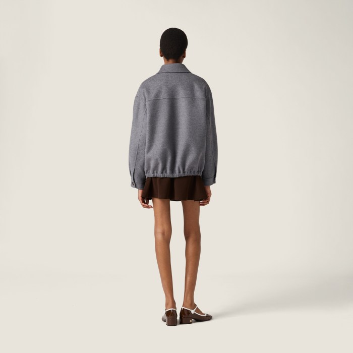 NIGO MiuMiu Women's Embroidered Solid-Color Collared Zipper Spring/Fall/Winter Double-Layer Pure Wool Blend Jacket #nigo81748