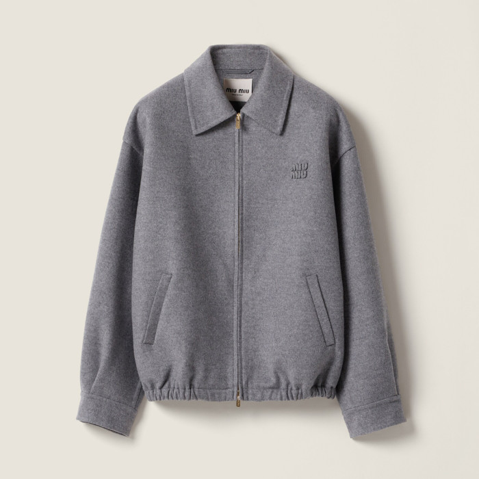 NIGO MiuMiu Women's Embroidered Solid-Color Collared Zipper Spring/Fall/Winter Double-Layer Pure Wool Blend Jacket #nigo81748