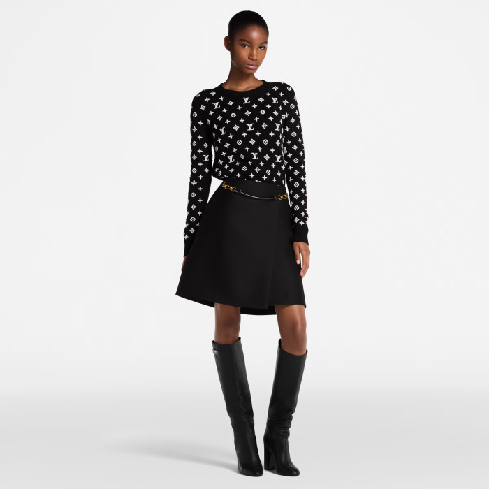 NIGO Louis Vuitton Women's 3D Monogram Knit Pullover Spring/Fall/Winter Solid Color Crew Neck Cashmere Long Sleeve Sweater #nigo81749