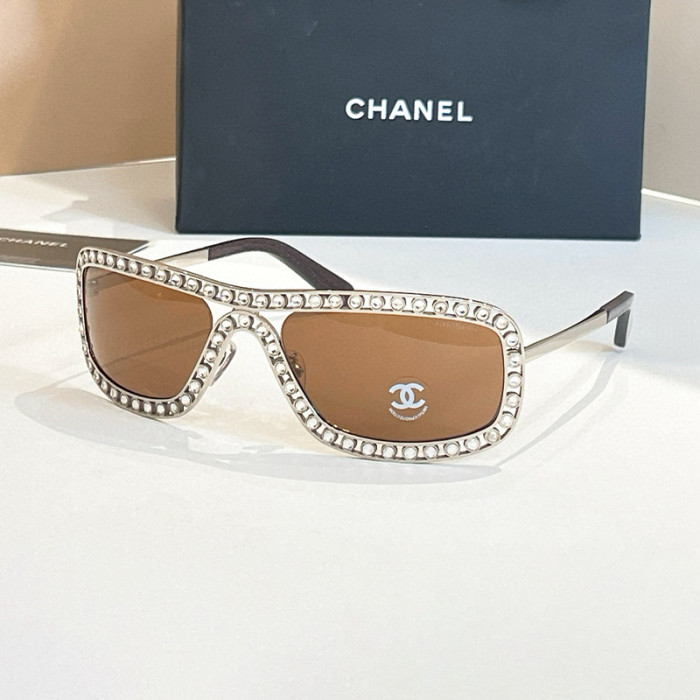 NIGO Chanel Men's and Women's Gemstone-Embellished Rectangular Sunglasses Full-Frame Sunglasses with Solid Color Frames Casual and Fashionable Eyewear Accessories #nigo81744