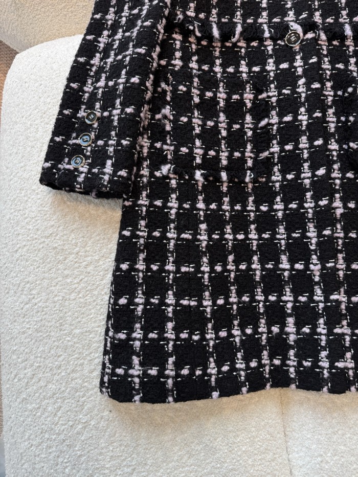 NIGO Chanel Women's Fall/Winter Checkered Stand Collar Wool Blend Button-Up Multi-Color Long Coat Jacket Ngvp #nigo2559
