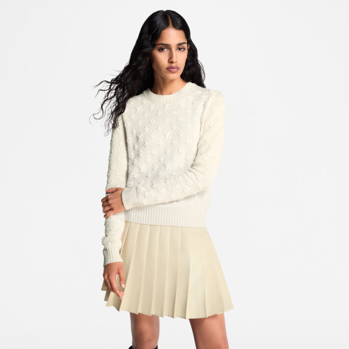NIGO Louis Vuitton Women's 3D Monogram Knit Pullover Spring/Fall/Winter Solid Color Crew Neck Cashmere Long Sleeve Sweater #nigo81749