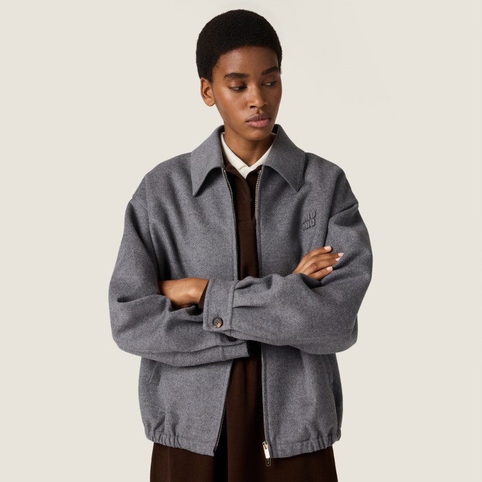 NIGO MiuMiu Women's Embroidered Solid-Color Collared Zipper Spring/Fall/Winter Double-Layer Pure Wool Blend Jacket #nigo81748
