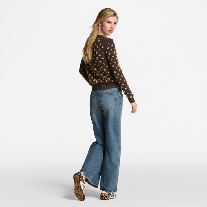 NIGO Louis Vuitton Women's 3D Monogram Knit Pullover Spring/Fall/Winter Solid Color Crew Neck Cashmere Long Sleeve Sweater #nigo81749