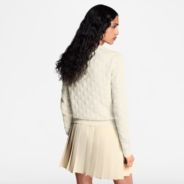 NIGO Louis Vuitton Women's 3D Monogram Knit Pullover Spring/Fall/Winter Solid Color Crew Neck Cashmere Long Sleeve Sweater #nigo81749
