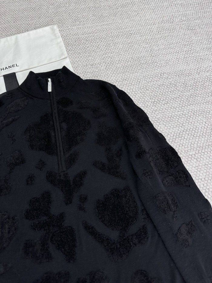 NIGO Chanel Women's Spring/Fall Floral Embroidered High-Neck Base Layer Solid-Color Silk-Cashmere Blend Long-Sleeve Sweater Ngvp #nigo2561