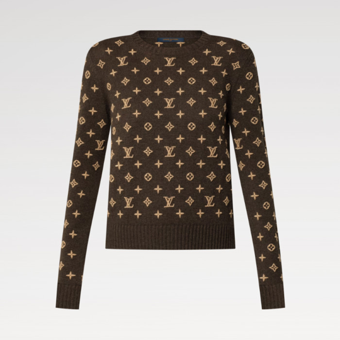 NIGO Louis Vuitton Women's 3D Monogram Knit Pullover Spring/Fall/Winter Solid Color Crew Neck Cashmere Long Sleeve Sweater #nigo81749