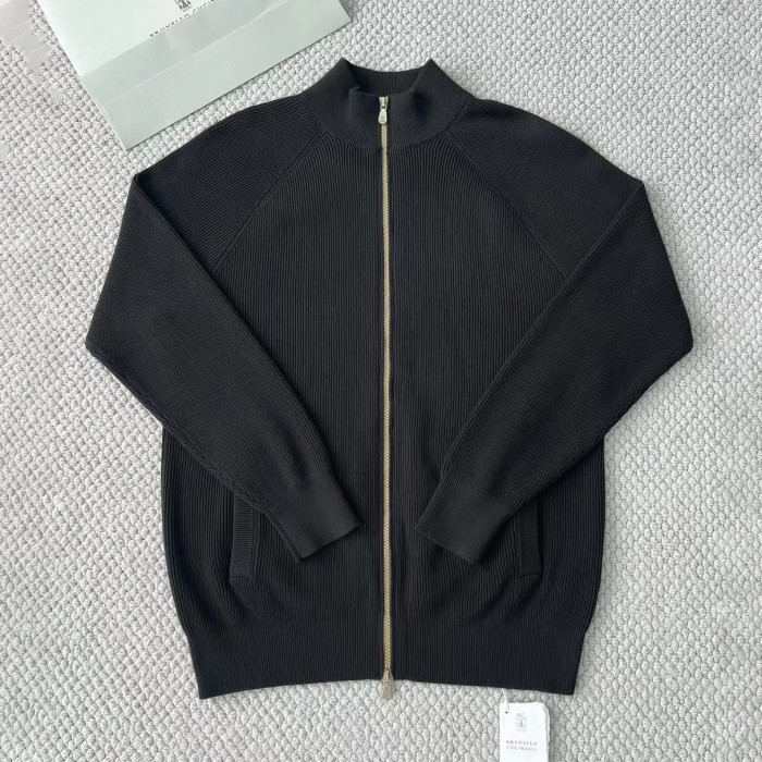 NIGO Brunello Cucinelli Men's Fall/Winter Fashion Casual Solid Color High Neck Double Zip Knit Cardigan #nigo79221